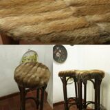 Two vintage folded wooden bar stools