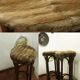 Two vintage folded wooden bar stools