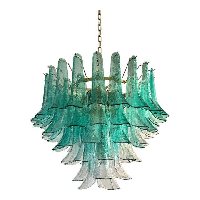Mid-Century Modern Style Green-Wather “Sella” Petali Chandelier in Mazzega