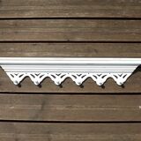 Vintage French White Shabby Chic 6 Peg Coat Rack with Shelf Cut-Out Detail