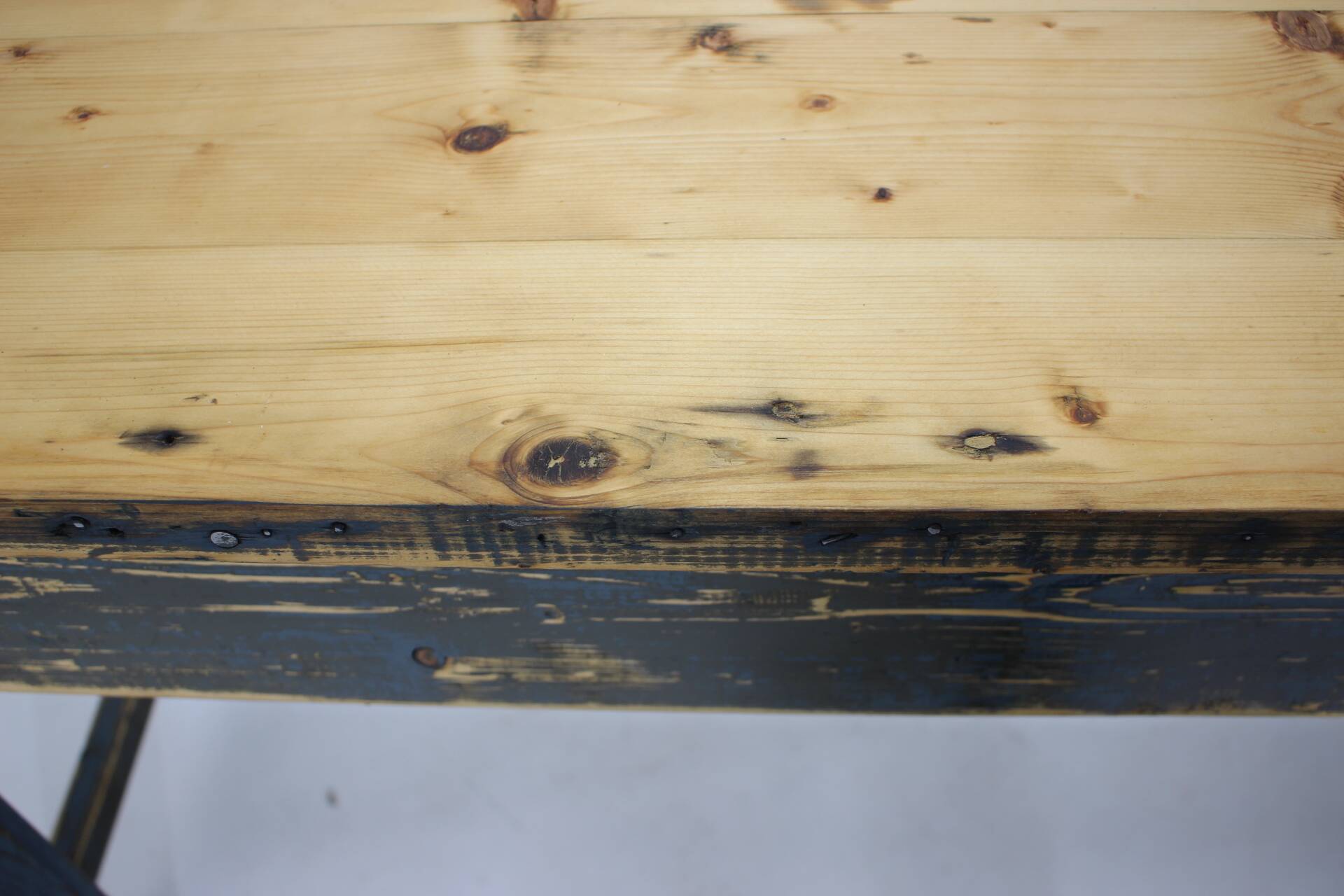 1950s Patinated Pine Tree Wooden Table, Czechoslovakia