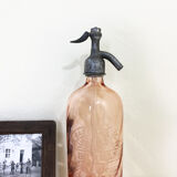 Old twisted pink glass siphon