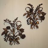 Pair of gilt double wall candleholders by Hans Kögl, 1960s