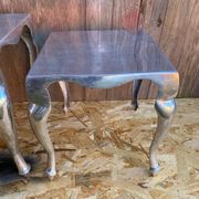 Pair of Louis XV Style Nesting Coffee Tables in Vintage Polished Aluminum