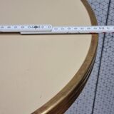 Table bistrot "mange-debout" vintage, crème, en fonte et laiton, 109 cm