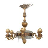 Golden bronze and glass chandelier