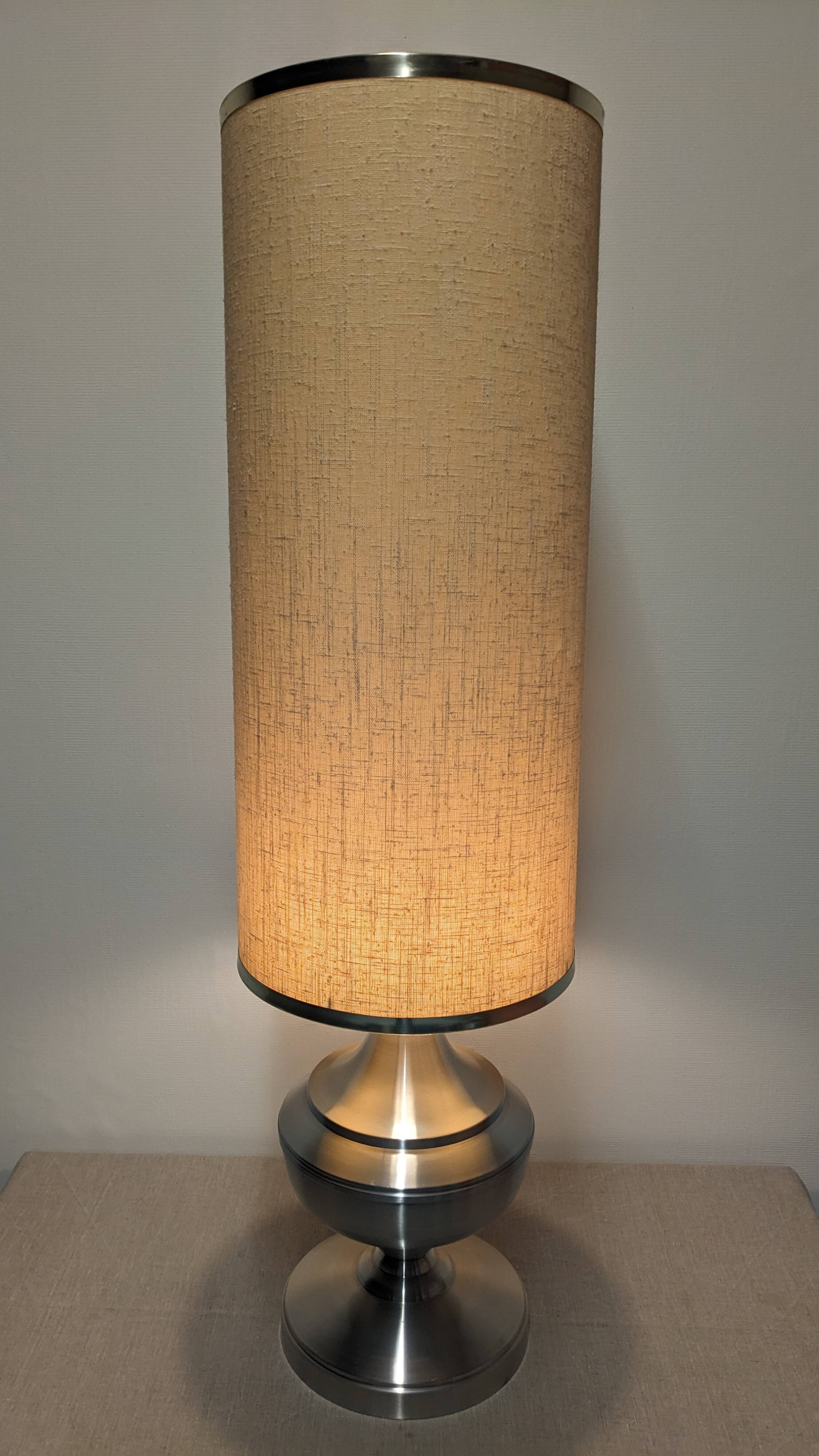 Space age XL living room lamp in brushed aluminium, France circa 1970.