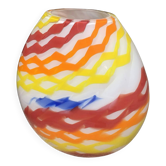 Contemporary vase in milky-white Murano glass with coloured reeds, attribute