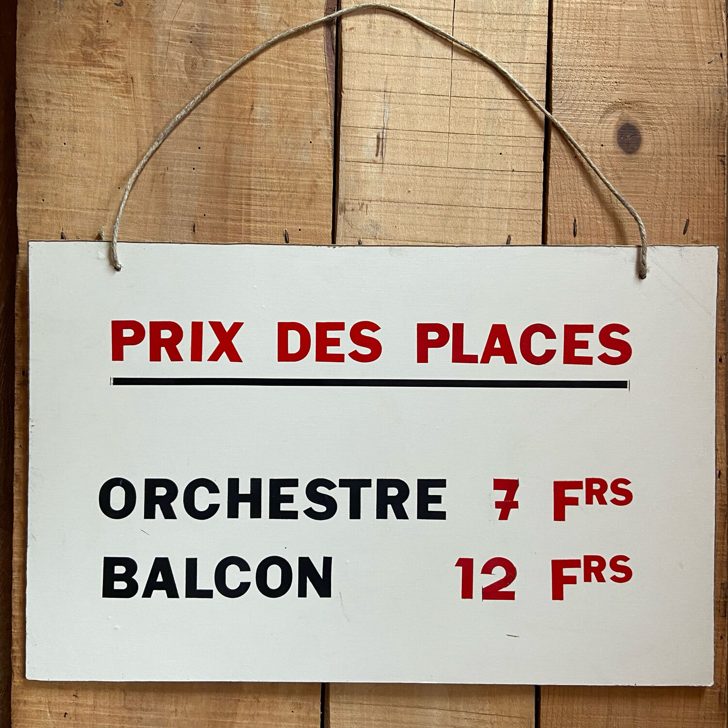 Placard of the price of the tickets of a circus. 1970s