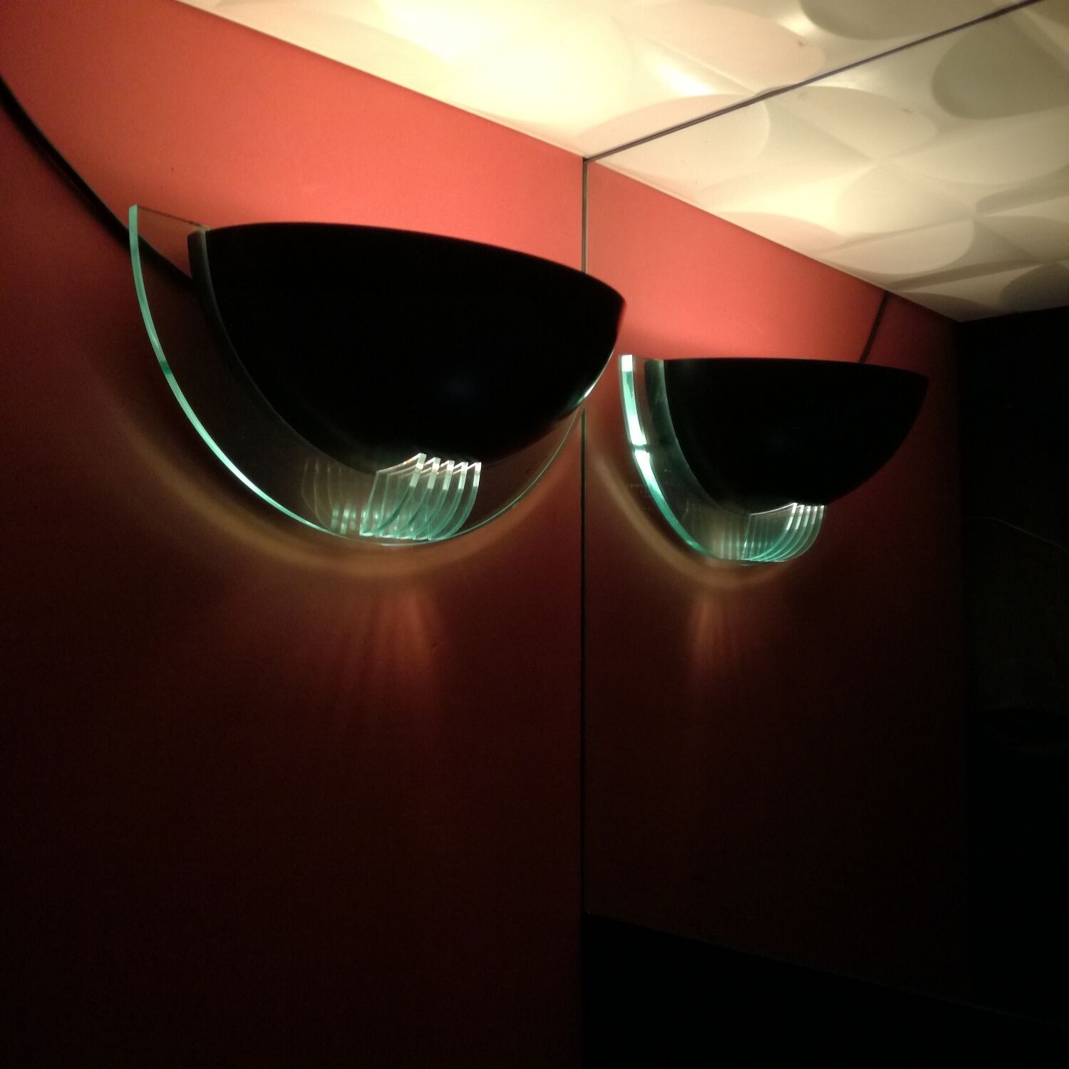 Postmodern wall lamps in half moon, 1990, set of 2