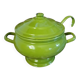 Vintage green enamelled tin soup tureen