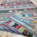 Berber carpet, blue carpet, Moroccan carpet 215x100cm