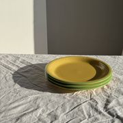 Lot de 3 grandes assiettes vertes plates italiennes D28,5
