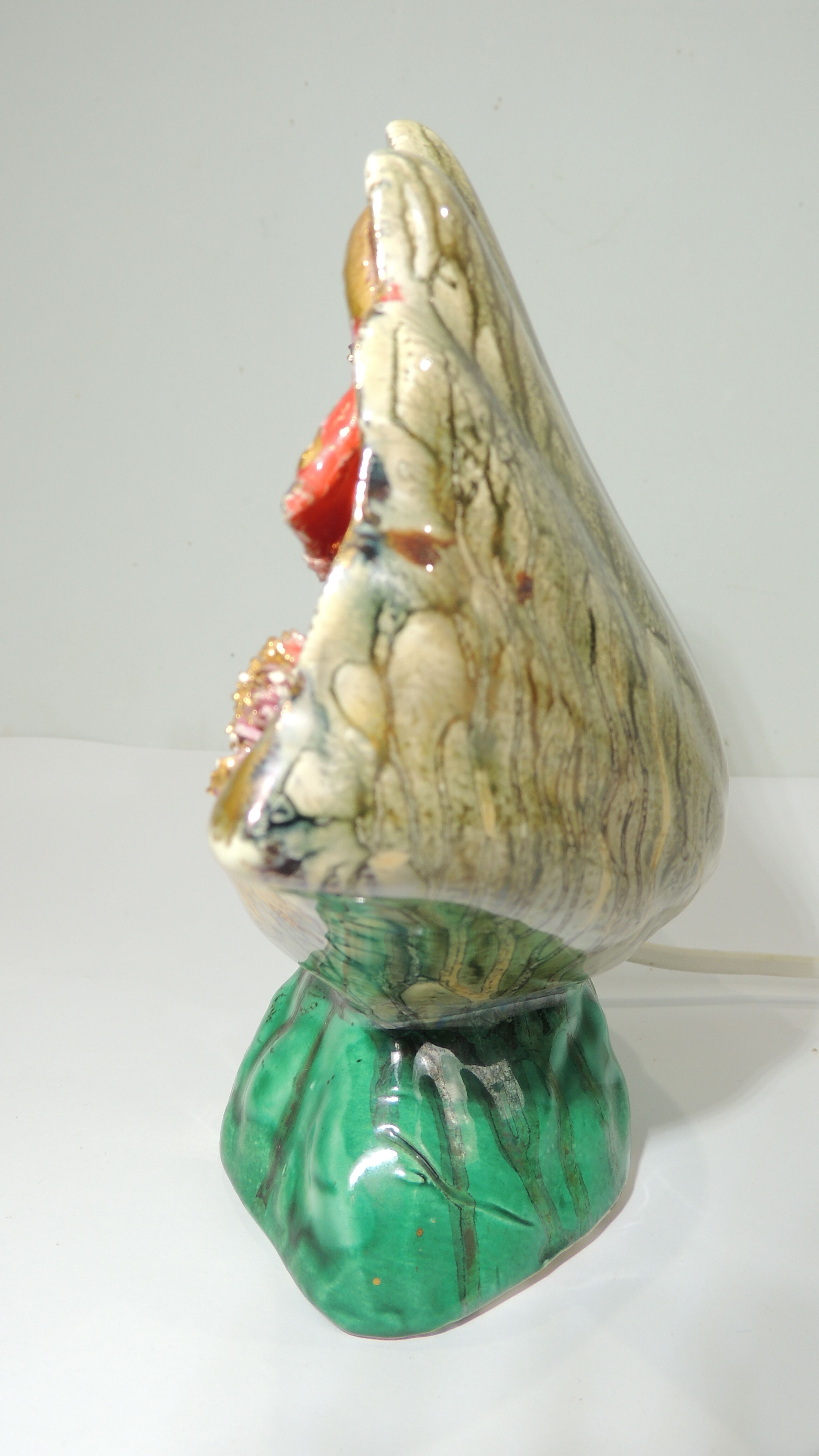 Lampe coquillage faience barbotine