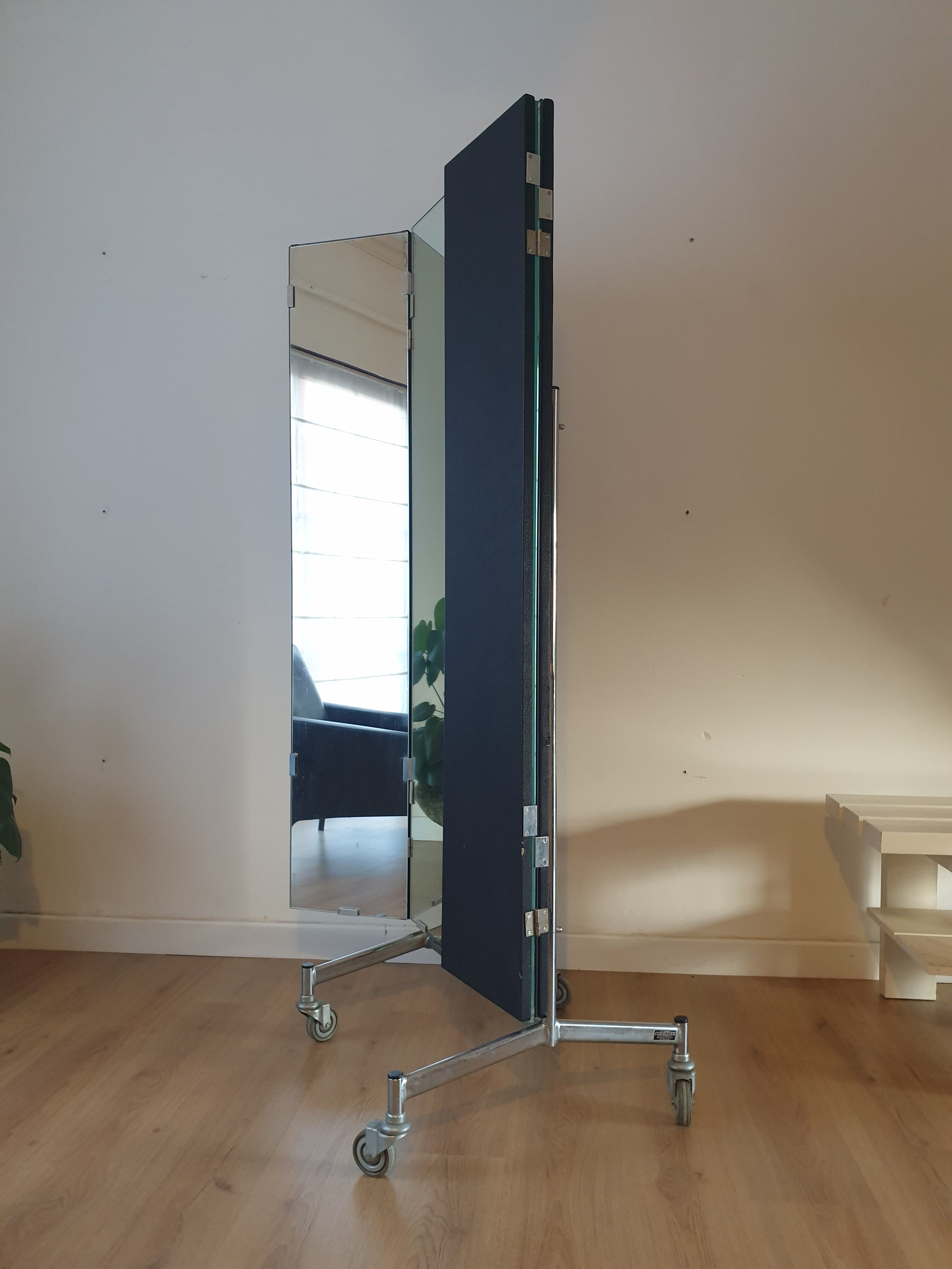 XL triptych mirror on wheels