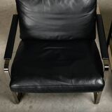 Preben Fabricius Black Leather Lounge Chairs Model 710, Walter Knoll