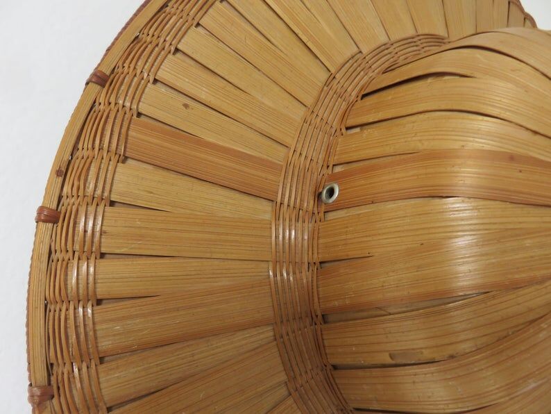 Colonial hat in bamboo and braided rattan, wall decoration