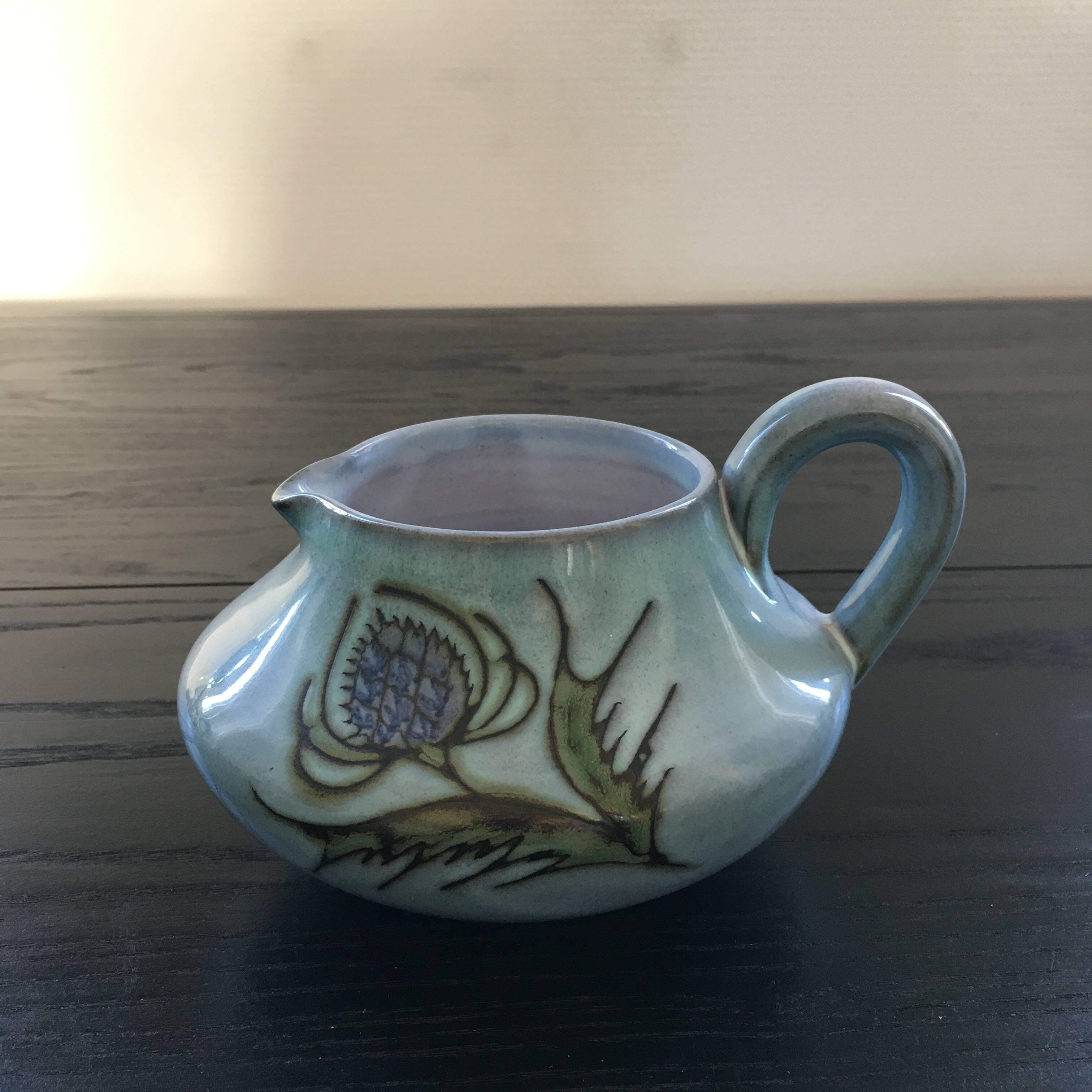 Vallauris pitcher with thistle decoration