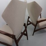 Set of Two Danish Adjustable Wingback Lounge Chairs in Teak by Ib Kofod Larsen