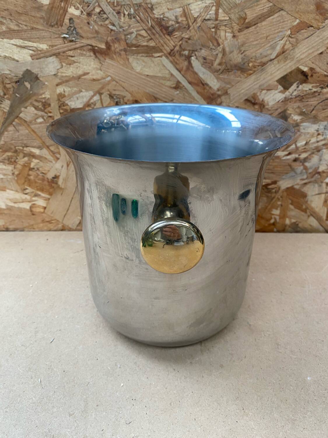 Antique champagne ice bucket saf stainless steel cooler france vintage
