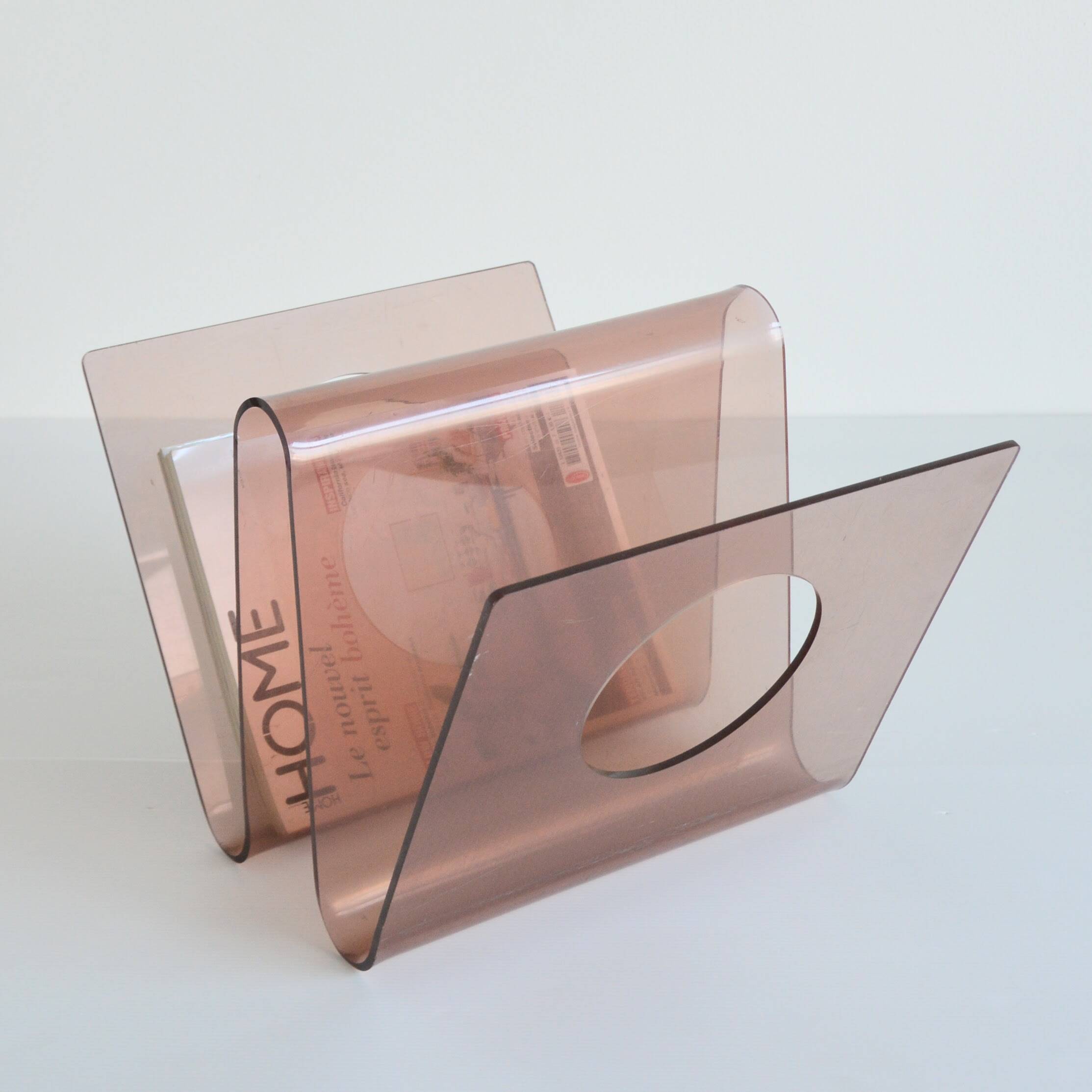 Michel Dumas / Roche Bobois plexiglass magazine rack 1970s