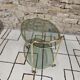 Golden dessert table and smoked glass 1970 vintage