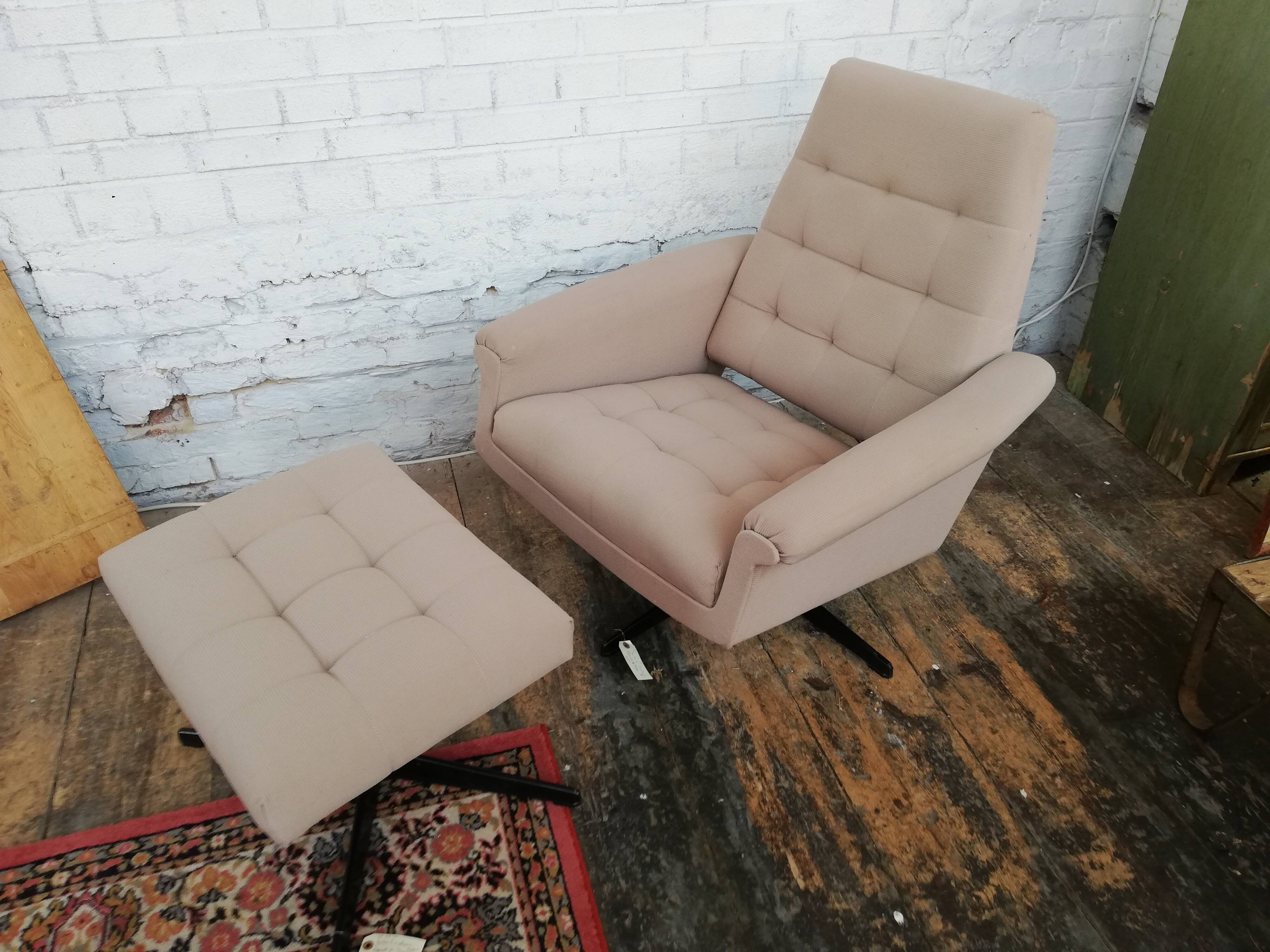 Armchair with Czech footrest, 1960, Munzar and Moravian