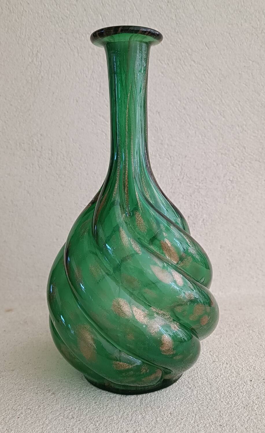 Twisted blown glass carafe