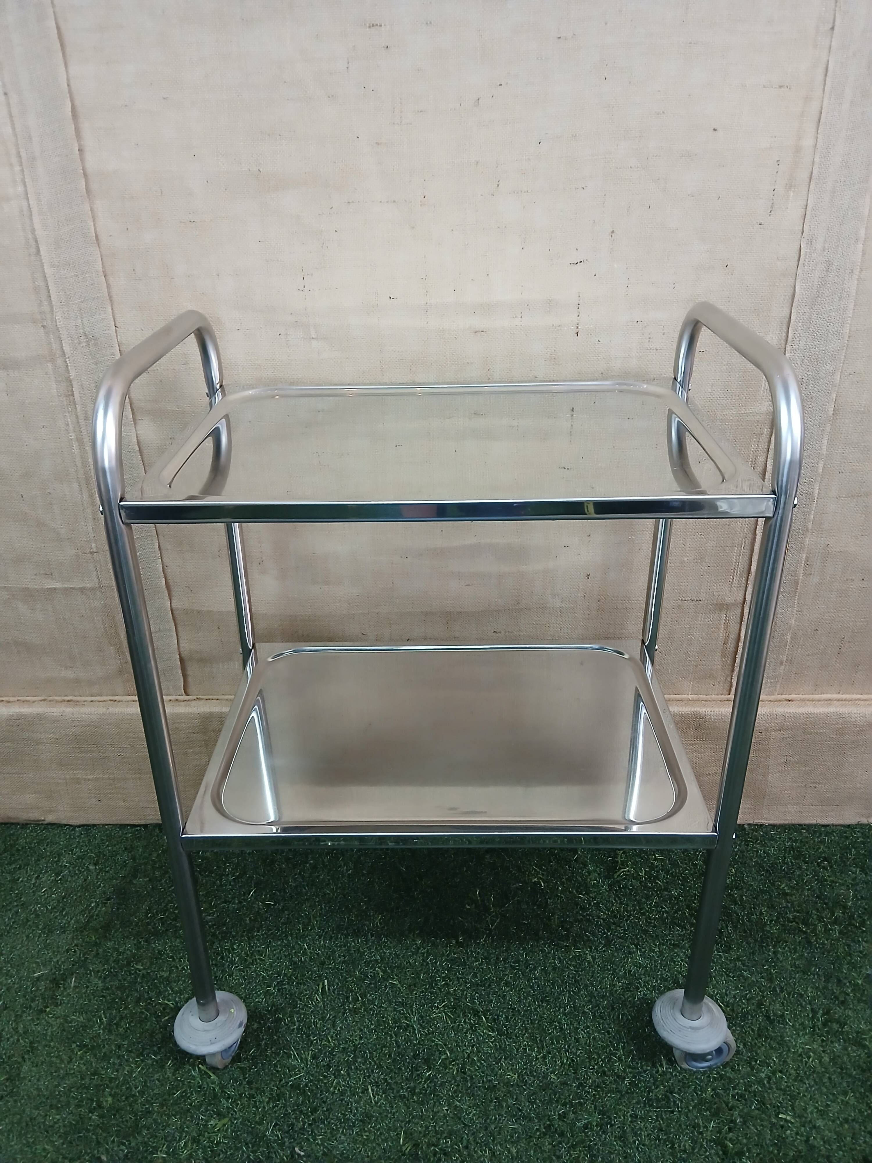 vintage surgical steel serving trolley