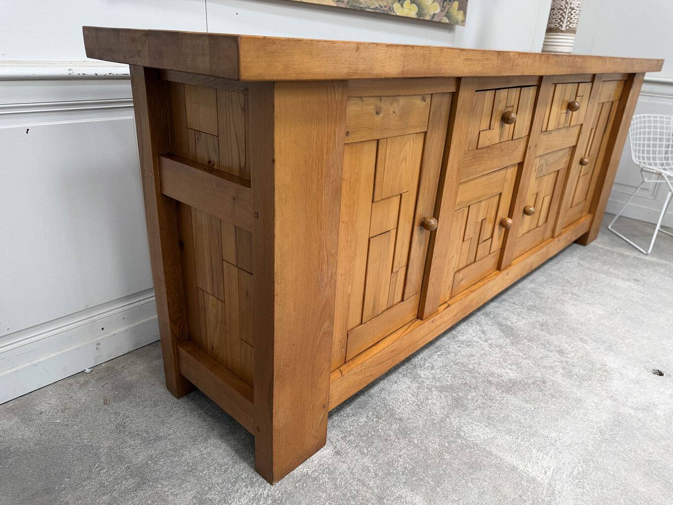 Brutalist 70's sideboard in solid elm