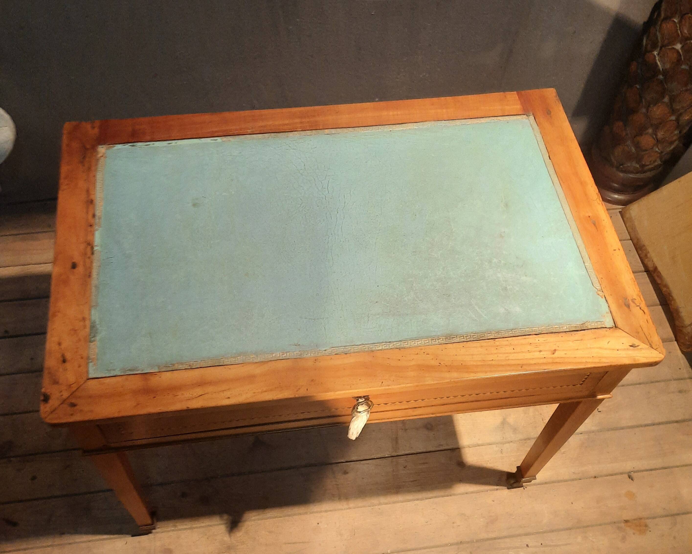 Yellow wooden writing table