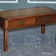 Coffee Table Military Campaign with Brown Leather Top from Harrods London