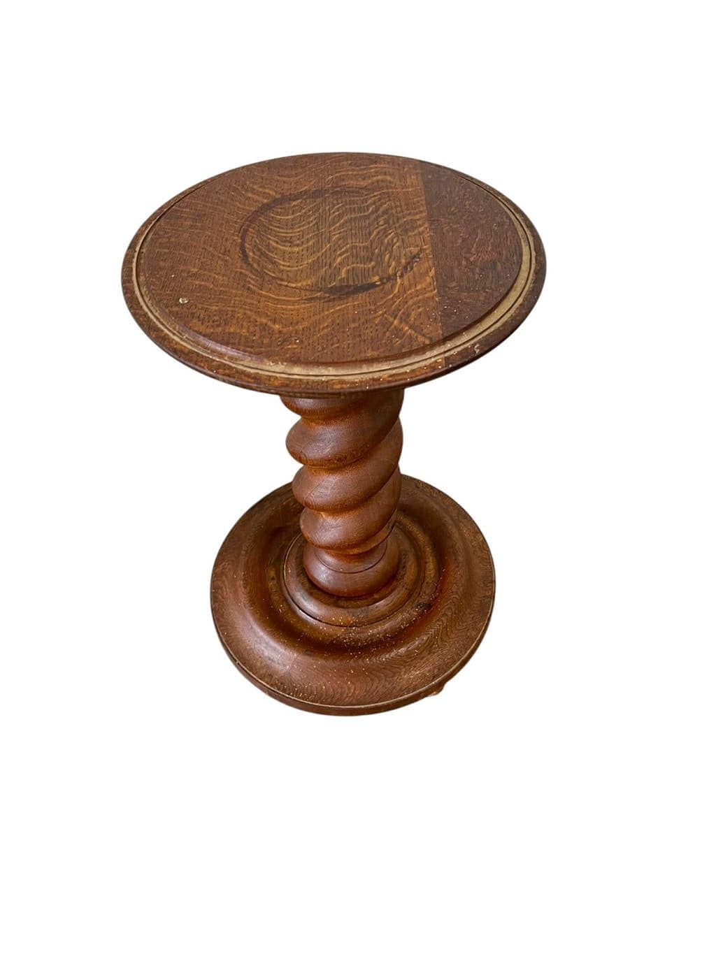 Vintage round wooden side table / guéridon / support