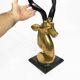 Sculpture en laiton et marbre de la tête d'antilope koudou des années 1970