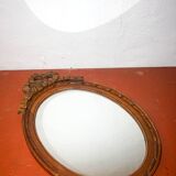 vintage oval mirror * carved wood wall mirror ribbon * antique louis xvi