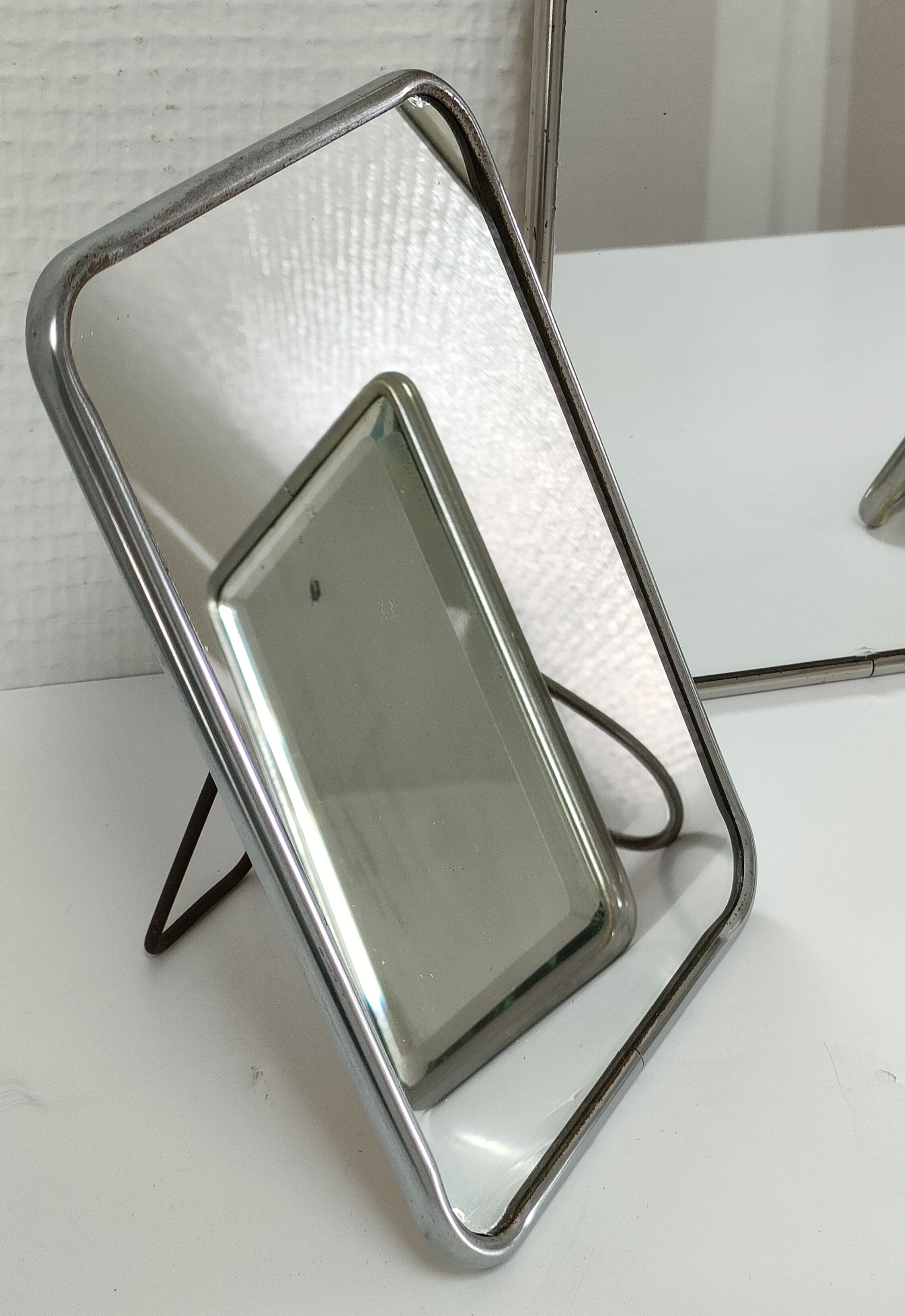 three barber mirrors metal frame early to middle XXth