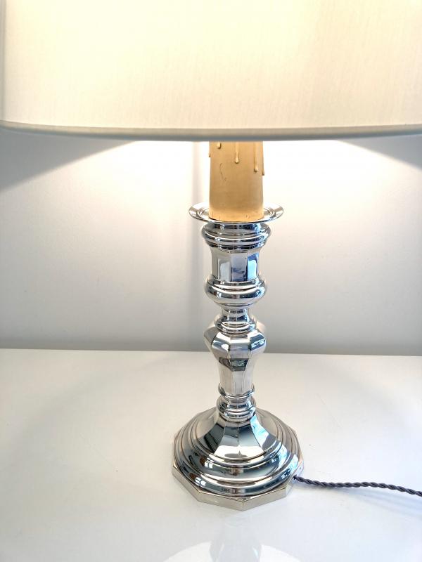 Silver metal candlestick lamp foot