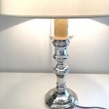 Silver metal candlestick lamp foot
