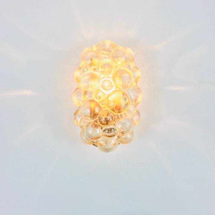 Pair of mid-century amber bubble glass wall lights by helena tynell, 1960s
