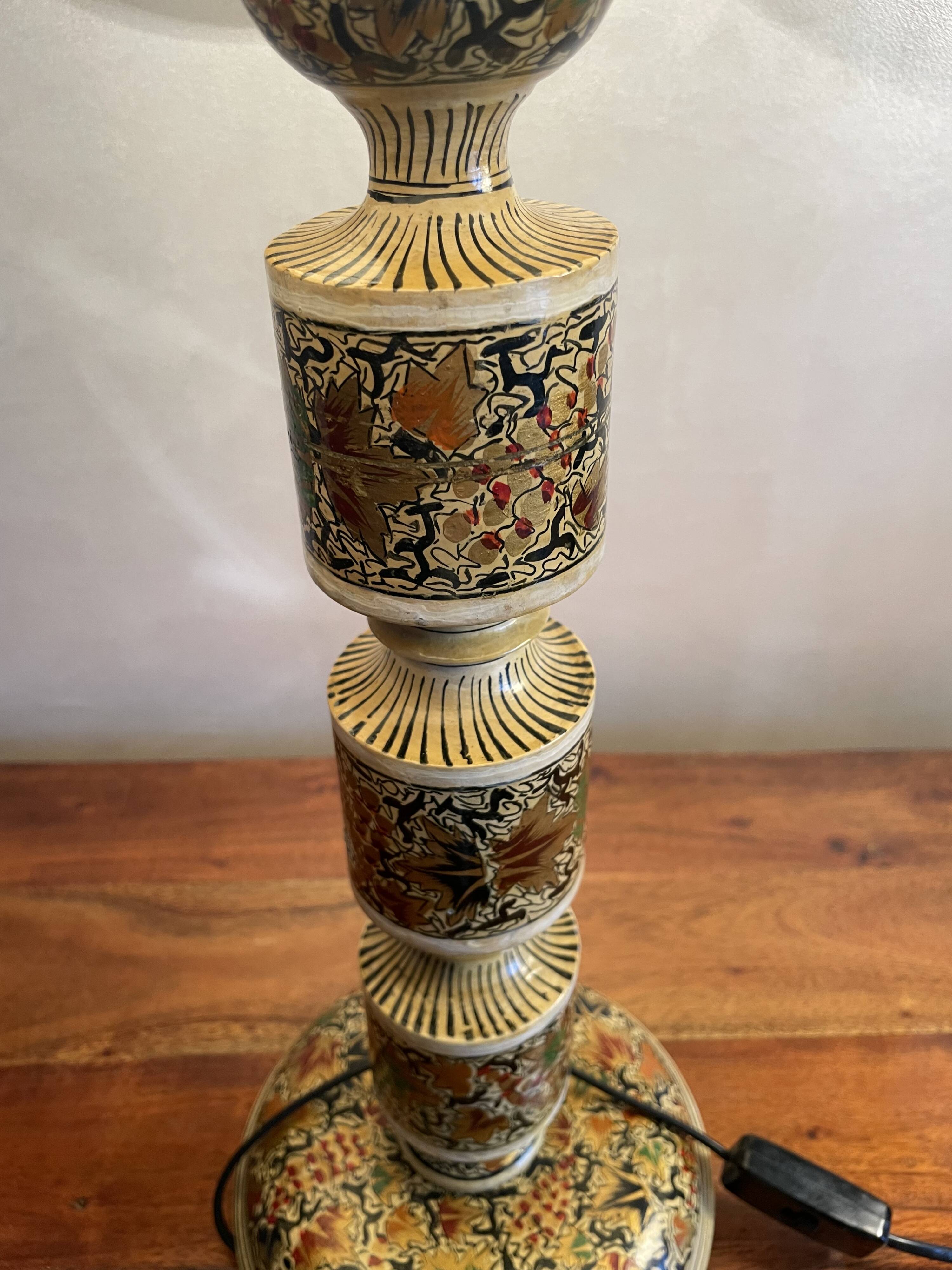 Large painted wooden lamp
