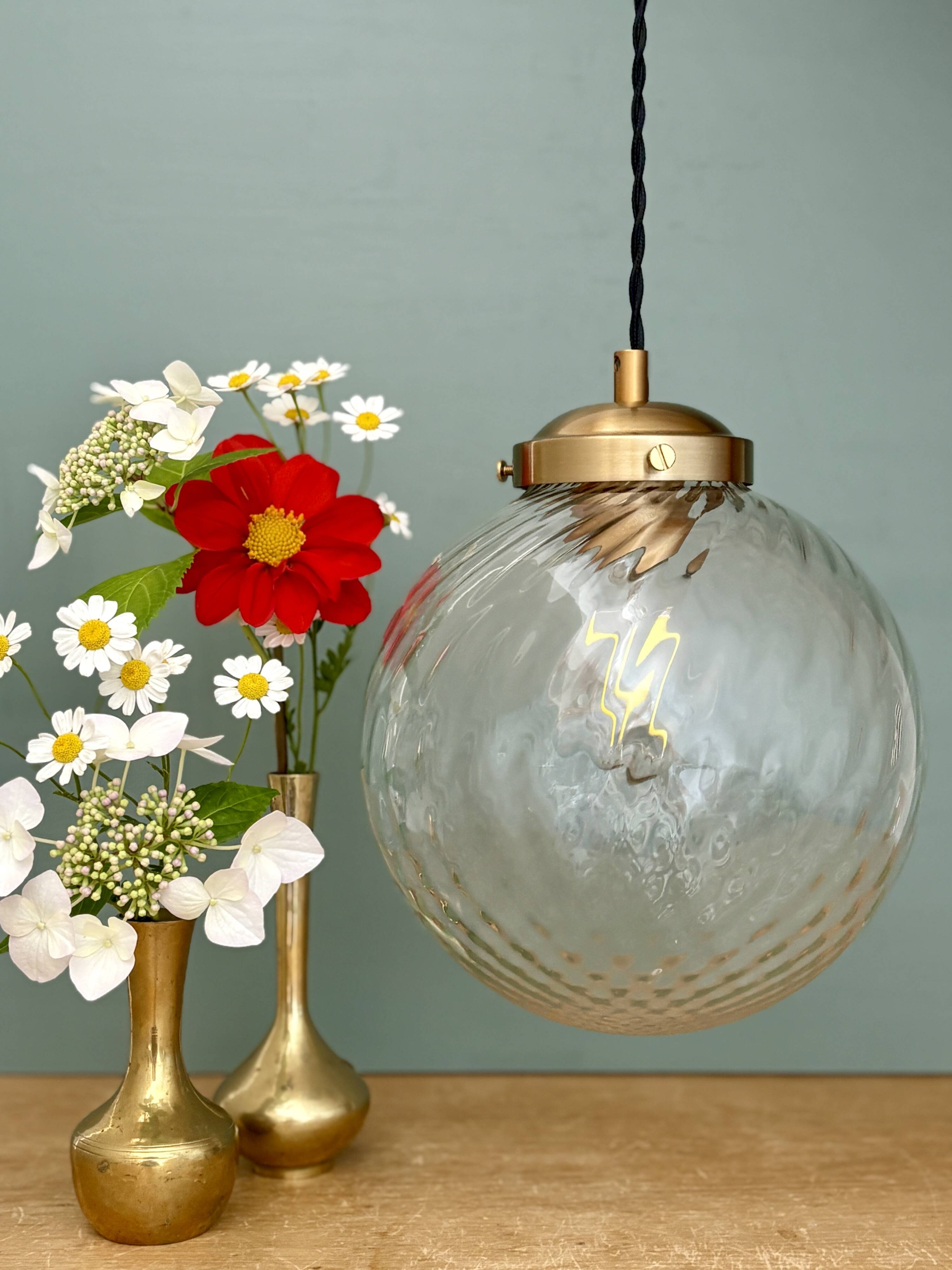 Vintage transparent glass suspension globe