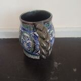 Choppe in polychrome earthenware twisted handle