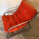 Fauteuil chauffeuse vintage pop 1970’s tubulure chrome