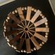 geometric olive wood basket, France 1970