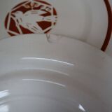 Set of 9 flat iron earth plates Salins "Colibri" France