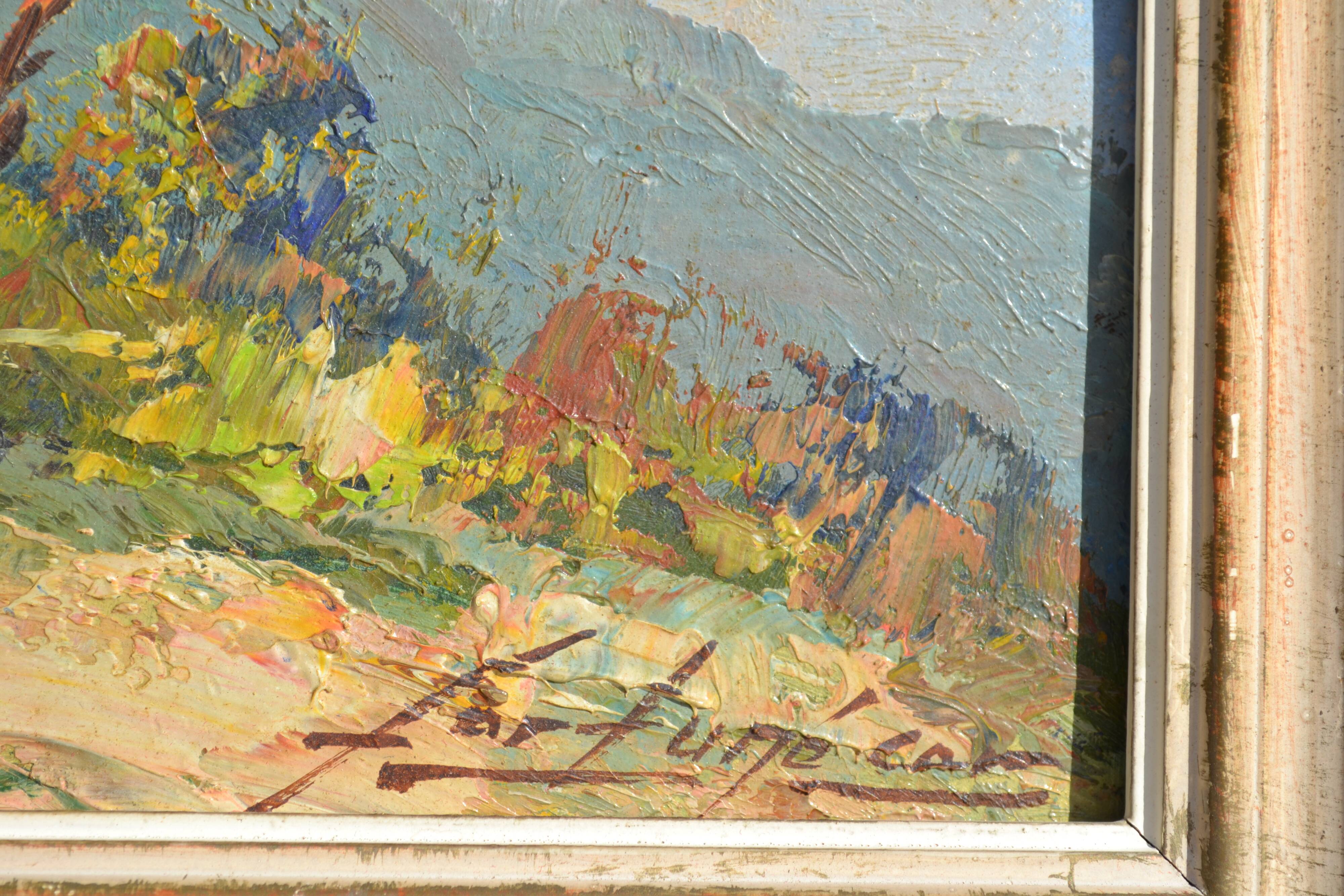 Fortuné Car (1905-1970) painting of a Provençal landscape, oil on canvas.