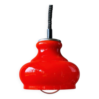Suspension opaline rouge orange 1970