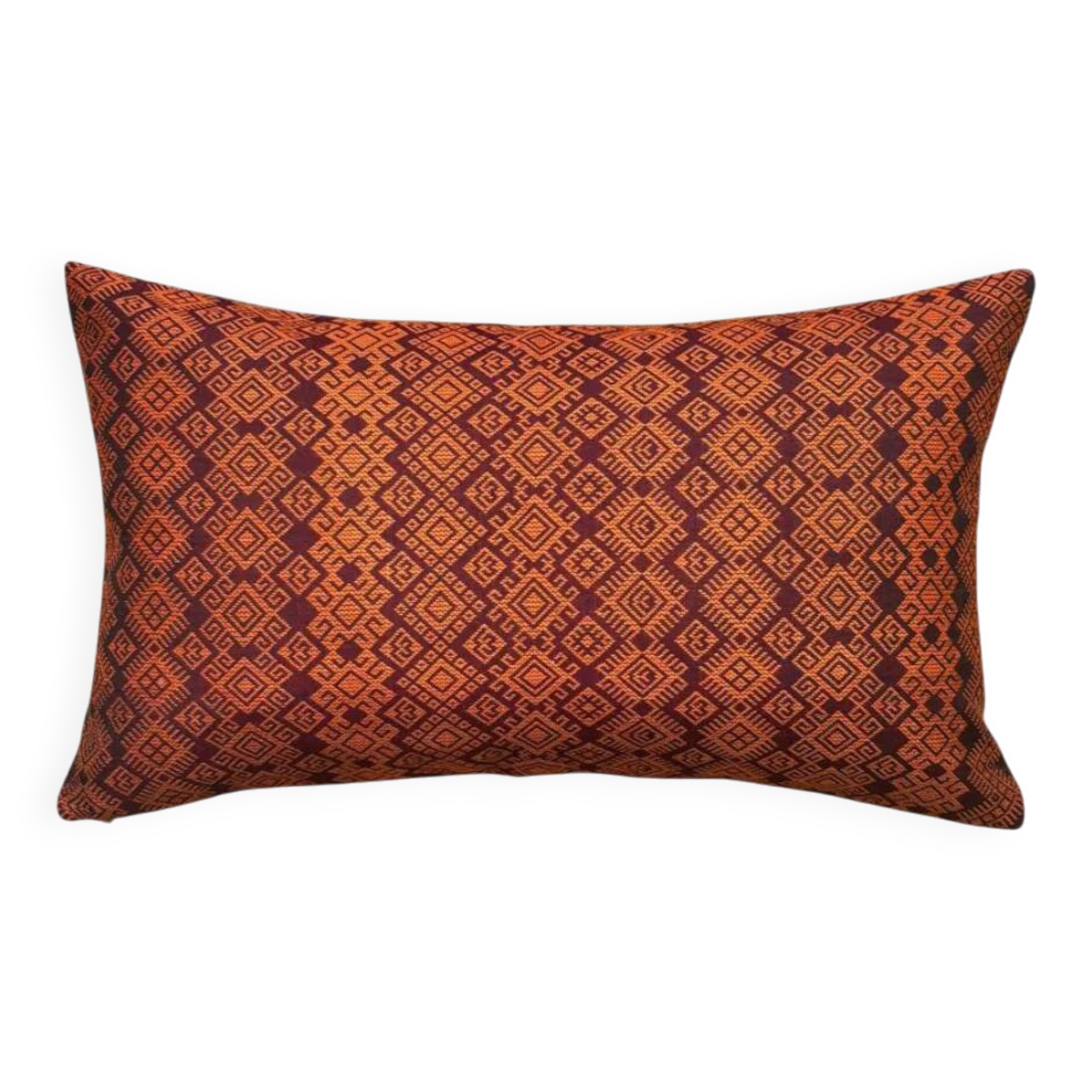 Burgundy and orange Kachin cushion cover (RIDA)