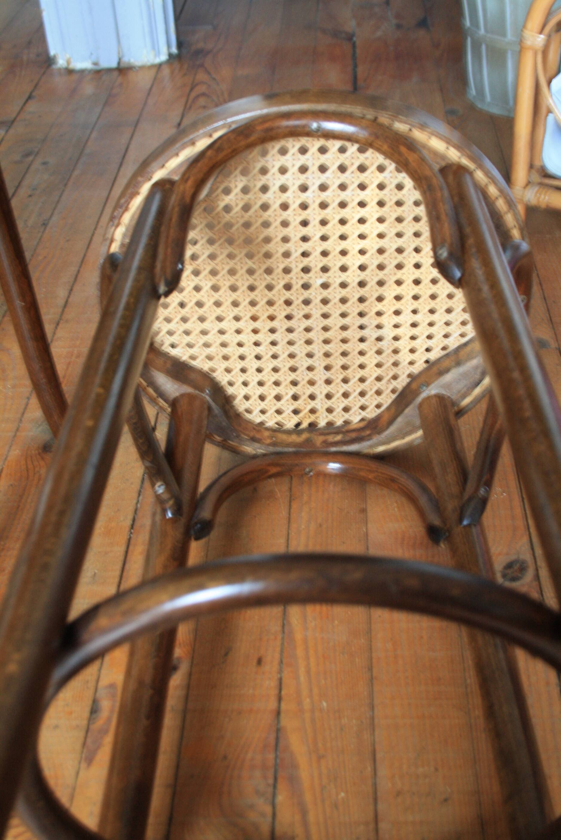 high cane and wood stool