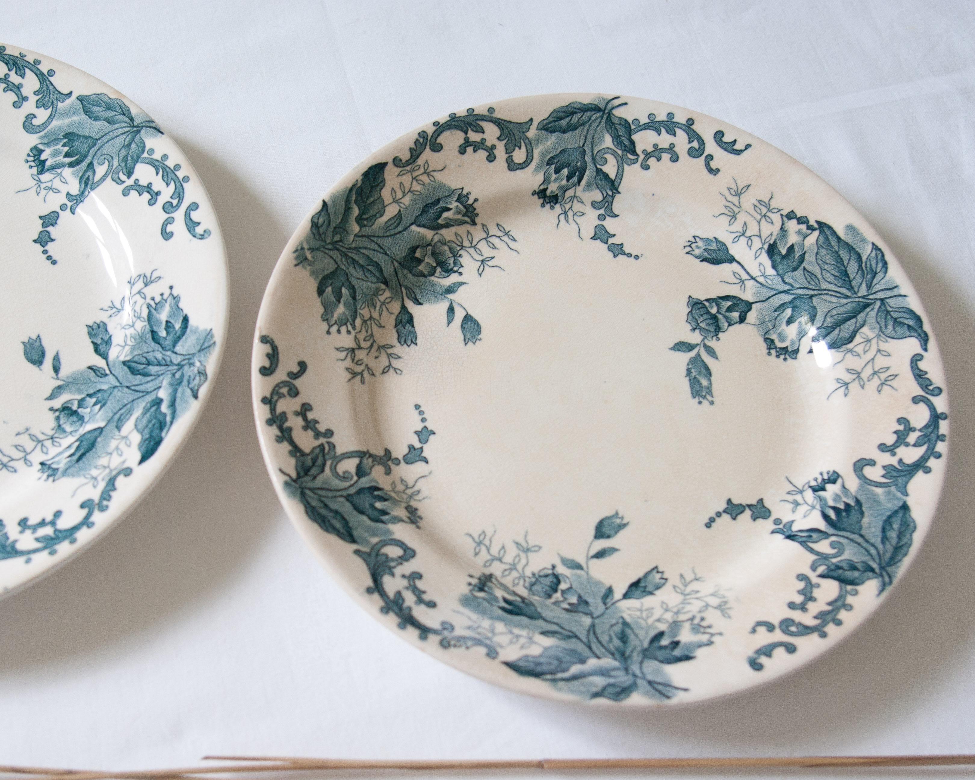 Pair of old flowered plates